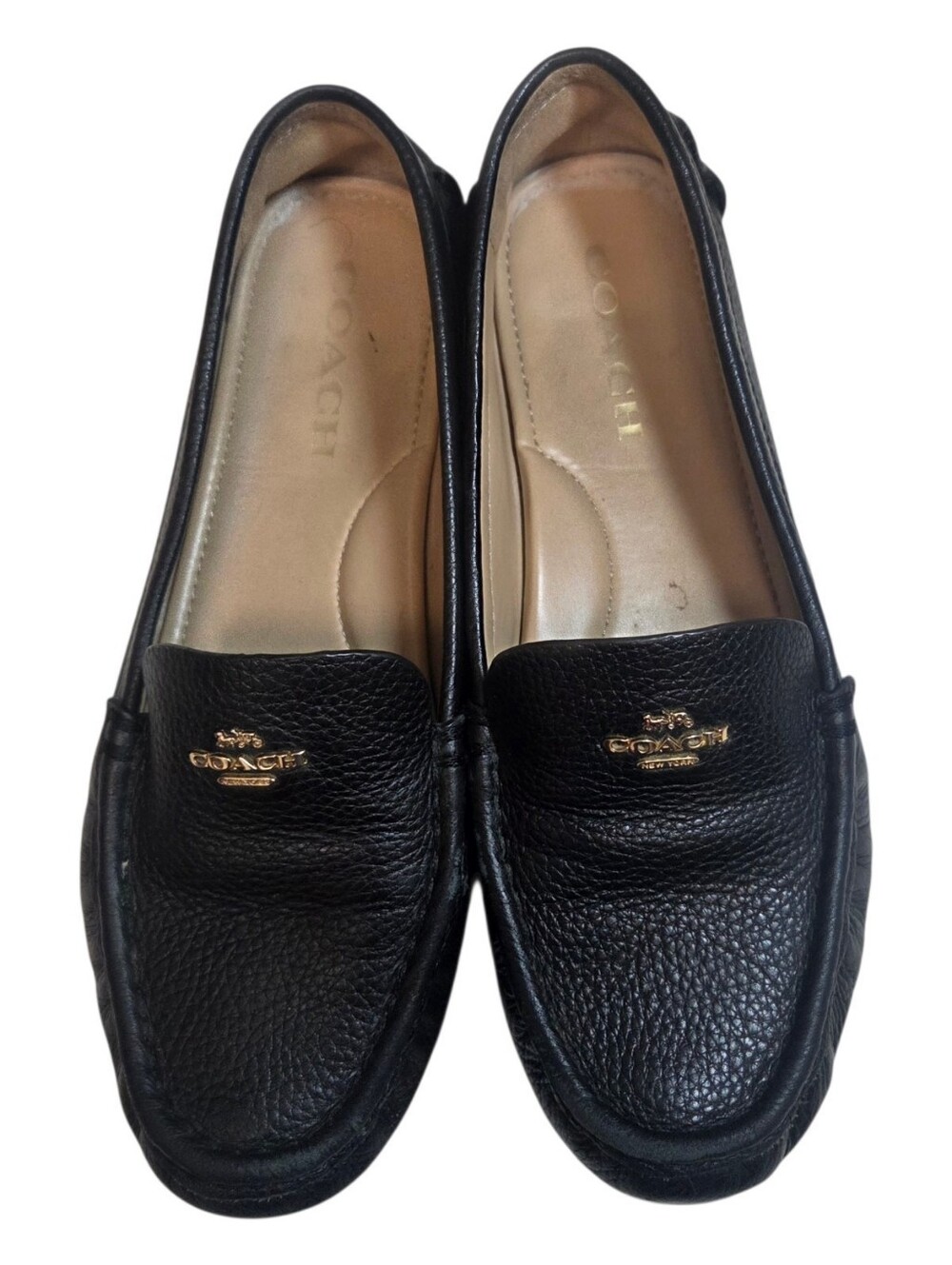Coach Womens Marley Leather Driving Loafers Moccasins Black Slip On Size 8B